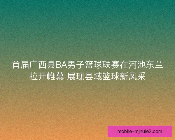 首届广西县BA男子篮球联赛在河池东兰拉开帷幕 展现县域篮球新风采