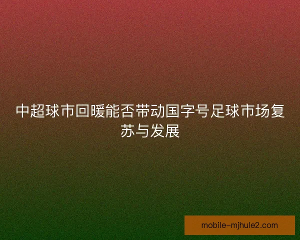 中超球市回暖能否带动国字号足球市场复苏与发展