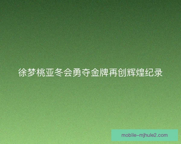 徐梦桃亚冬会勇夺金牌再创辉煌纪录